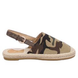 Espadriller med en öppen häl i camo HH-119 kamouflage grön
