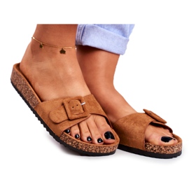 BUGO Kvinnors bruna tofflor Spänne Justerbar Rosaline