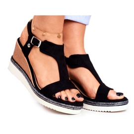 BUGO Sandaler för kvinnor på kil Svart Rosa