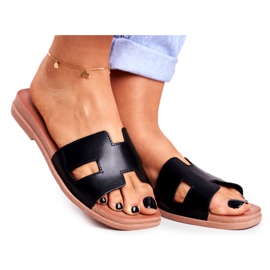 BUGO Kvinnors svarta geometriska klassiska Theodora tofflor