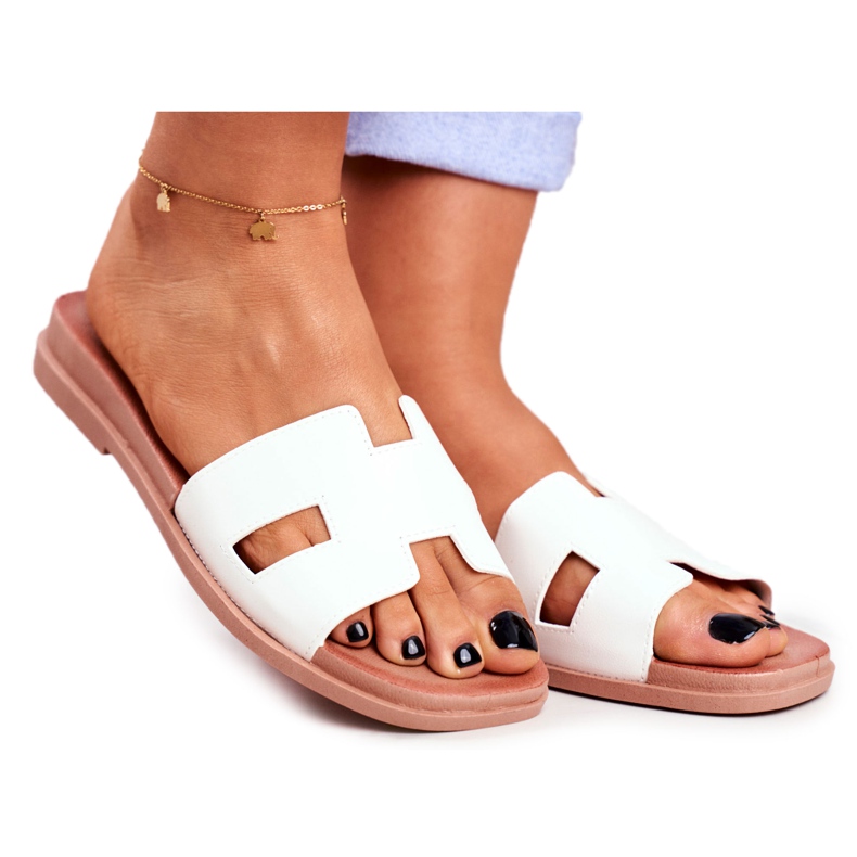 BUGO Dam Tofflor White Geometric Classic Theodora vit