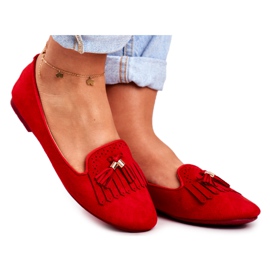 BUGO Dam Loafers Red Lords Fringes Therese röd