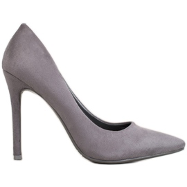 Small Swan Pumps i mocka på en häl grå