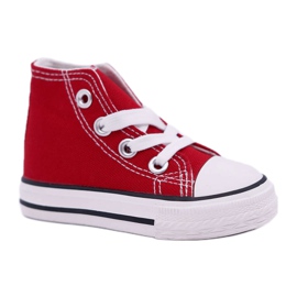 FRROCK Klassiska barnhögskor för barn med dragkedja, röd filemon vit