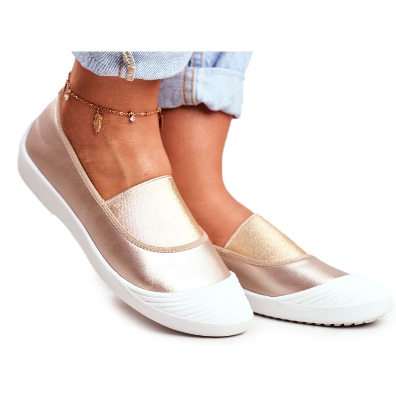 LU BOO Sneakers Slip On Slip-on Gold Sneakers Justy gyllene