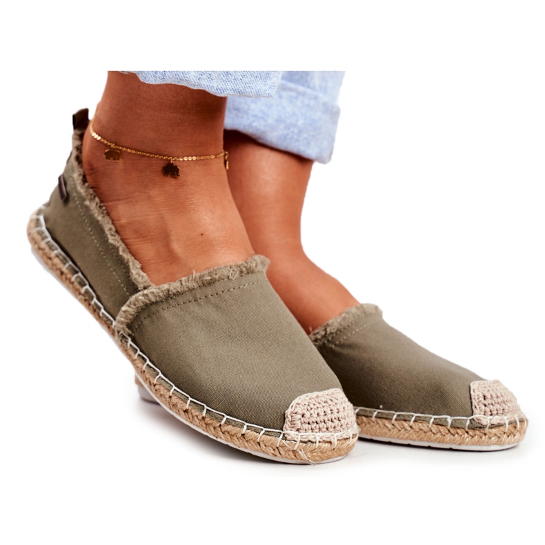 Kvinnors Espadrilles Flätad Sole Khaki Big Star DD274760 grön