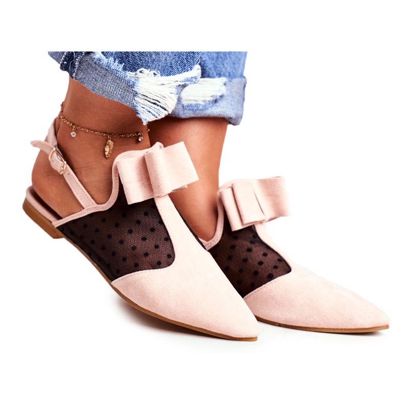 Lu Boo Ballerina Bows för kvinnor Mule Pink Domino rosa