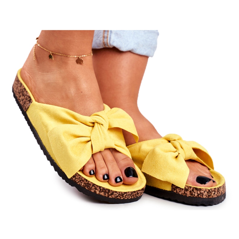 PS1 Kvinnors gula tofflor på korkbågen Wendy