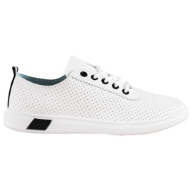 SHELOVET Openwork sneakers med ekoläder vit