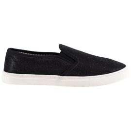 SHELOVET Slip-on sneakers med glitter svart