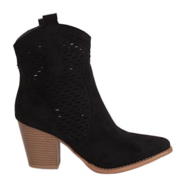 Svarta openwork cowboystövlar ZE05P Svart