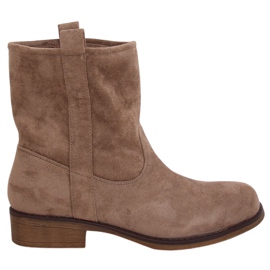 Mörkbeige stövlar i mocka för kvinnor ST-18P Khaki brun kaki