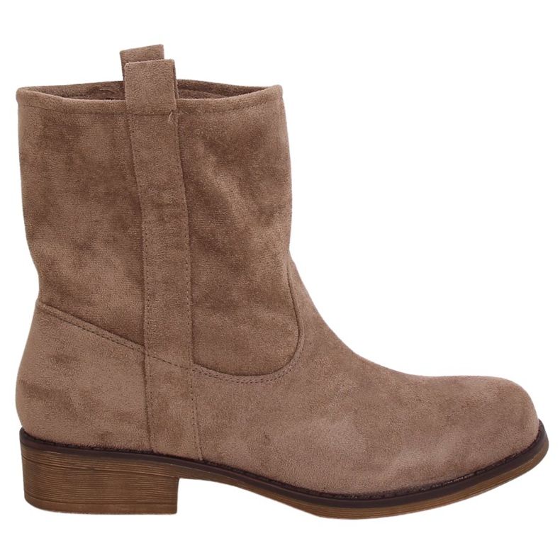 Mörkbeige stövlar i mocka för kvinnor ST-18P Khaki brun kaki