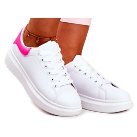 Kvinnors sportskor Lu Boo White Fuchsia Heel Matilda vit rosa