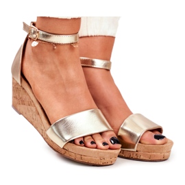 PS1 Kvinnors sandaler på kil Gold MarryMe gyllene