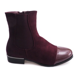 XF220 Burgundy mocka booties med dragkedja röd mångfärgad