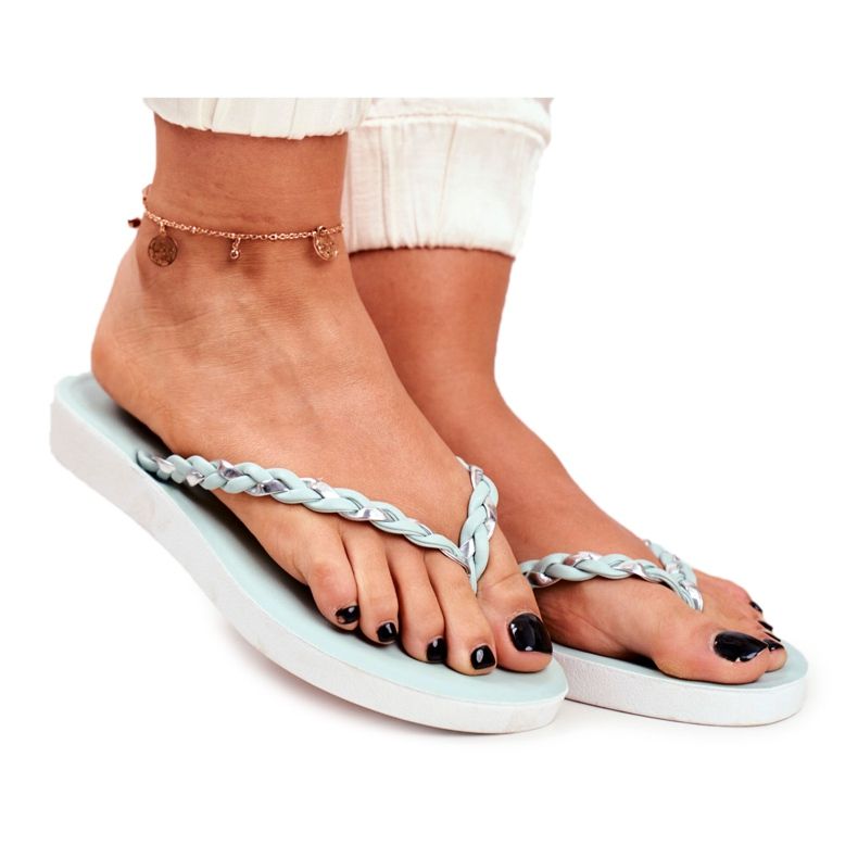 PS1 Dam Tofflor Flip-flops Flätat bälte Grön Peggie