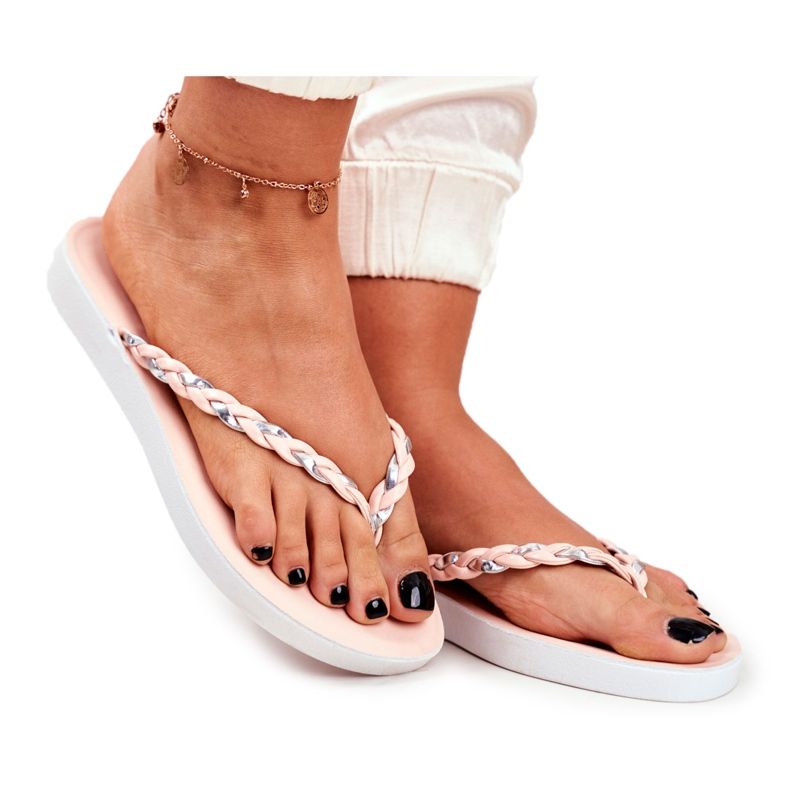 PS1 Dam Tofflor Flip-flops Flätat bälte Rosa Peggie
