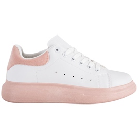 SHELOVET Sneakers på en pulverplattform vit rosa