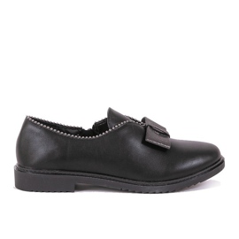 BM Svarta slip-on skor med rosett 239-2