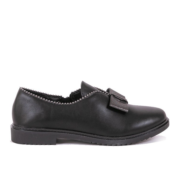 BM Svarta slip-on skor med rosett 239-2