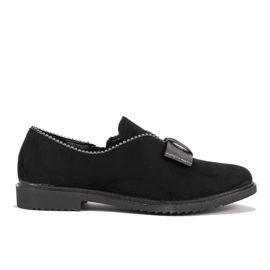 Svarta slip-on skor med rosett 239-1