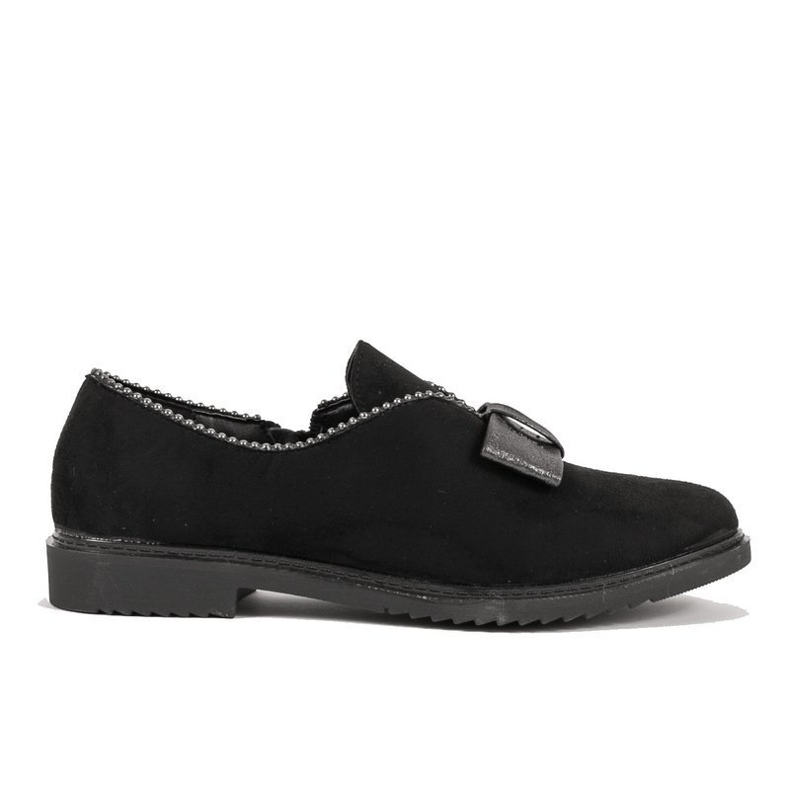 Svarta slip-on skor med rosett 239-1