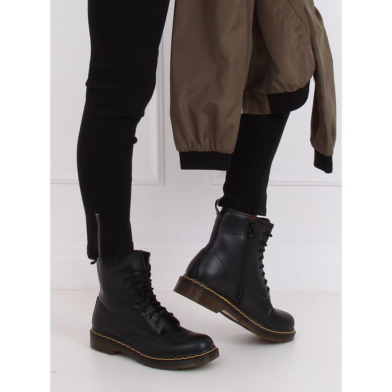 Black Boots snörade svarta stövlar NC1019 Black