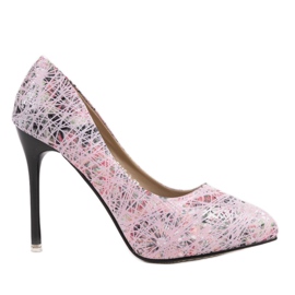 Beige höga klackar med blommor 0116-3 brun mångfärgad