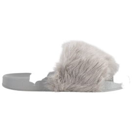 SHELOVET Gummi tofflor med päls grå