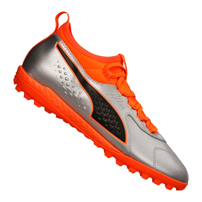 Puma One 3 Lth Tt M 104745-01 fotbollsskor grön, orange, grå / silver silver-
