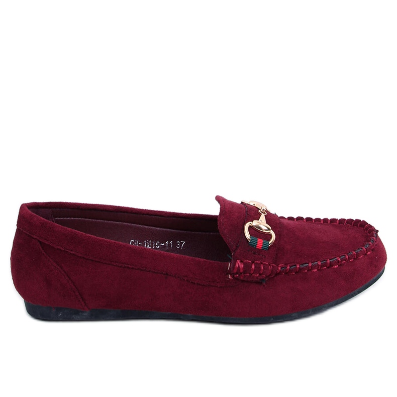 Burgundy loafers för kvinnor CH-1M16 Wine Red röd mångfärgad