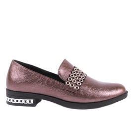 Maroon låga skor för kvinnor C18-6251 röd mångfärgad