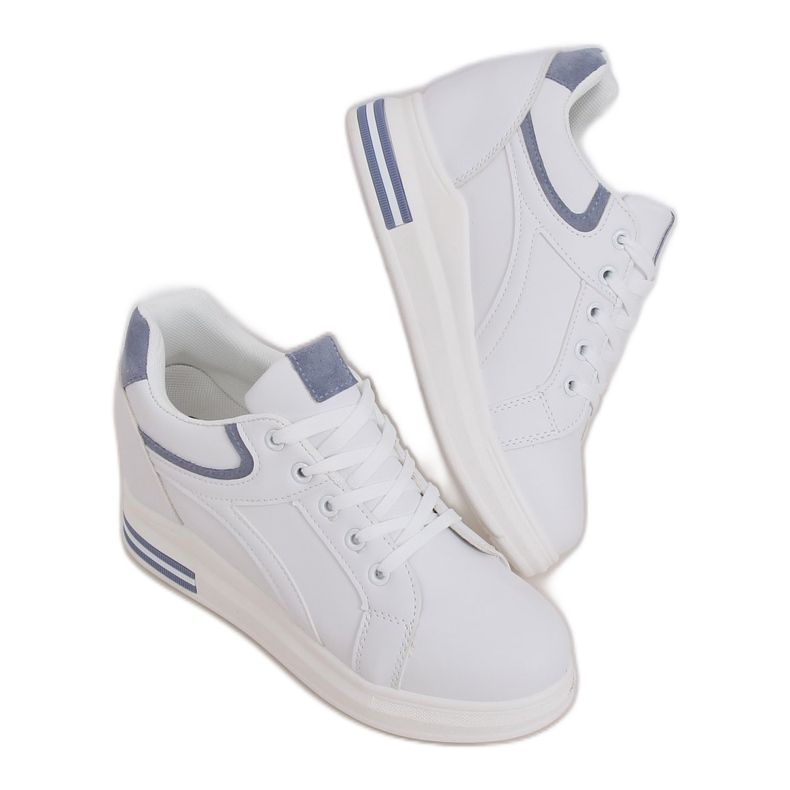 Vita BY-0370 WHITE / BLUE sneakers på en dold kil