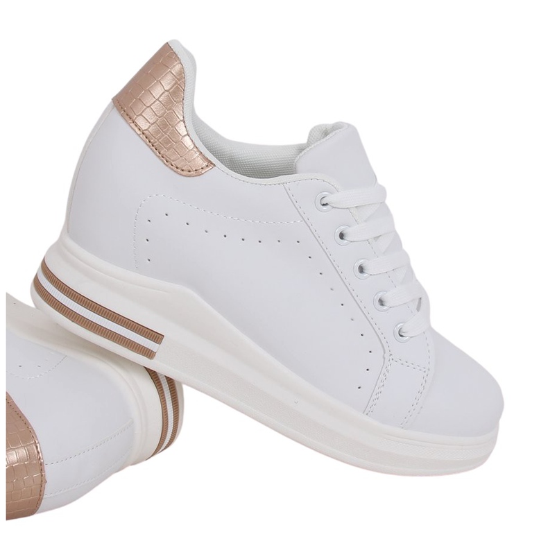Vita MY-0367 WHITE / CHAMPAGNE sneakers på en dold kil