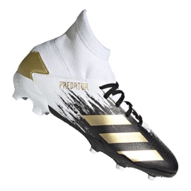 Adidas Predator 20.3 Fg Jr FW9215 fotbollsskor grå / silver, vit, svart, guld vit
