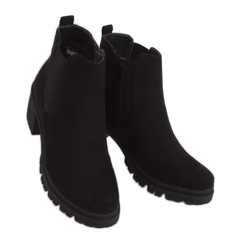 Svarta stövlar med breda klackar XJ-25 Svart