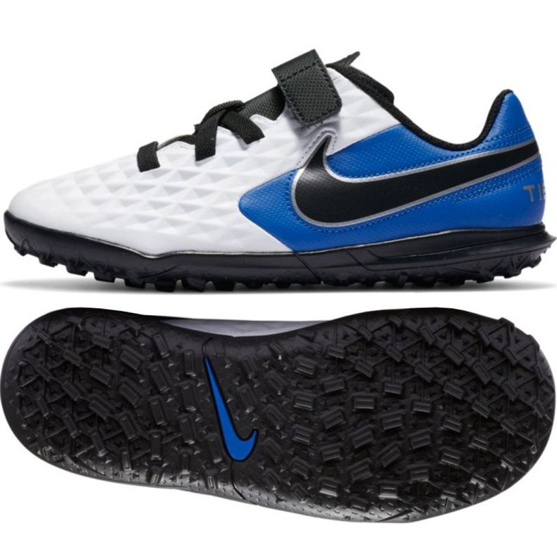 Nike Tiempo Legend 8 Club Tf Jr CZ4216-104 fotbollsskor vit blå vit