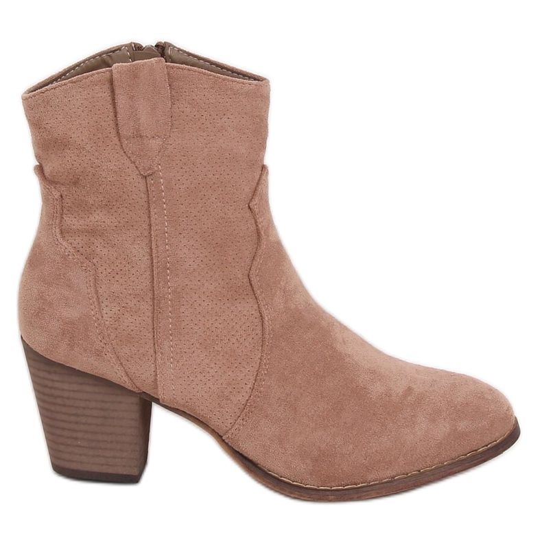 Högklackade cowboystövlar i beige 100-985B0-2 Khaki kaki