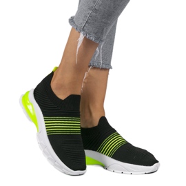Svarta och gröna sports slip-on skor 8087-SP