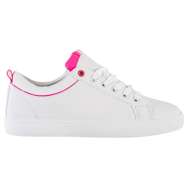 SHELOVET Snygga sneakers med ekoläder vit rosa