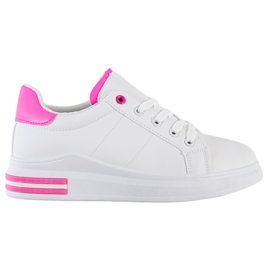 SHELOVET Moderiktiga knutna sneakers vit rosa