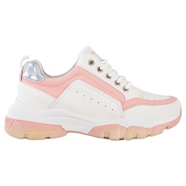SHELOVET Eco Leather Sneakers vit rosa