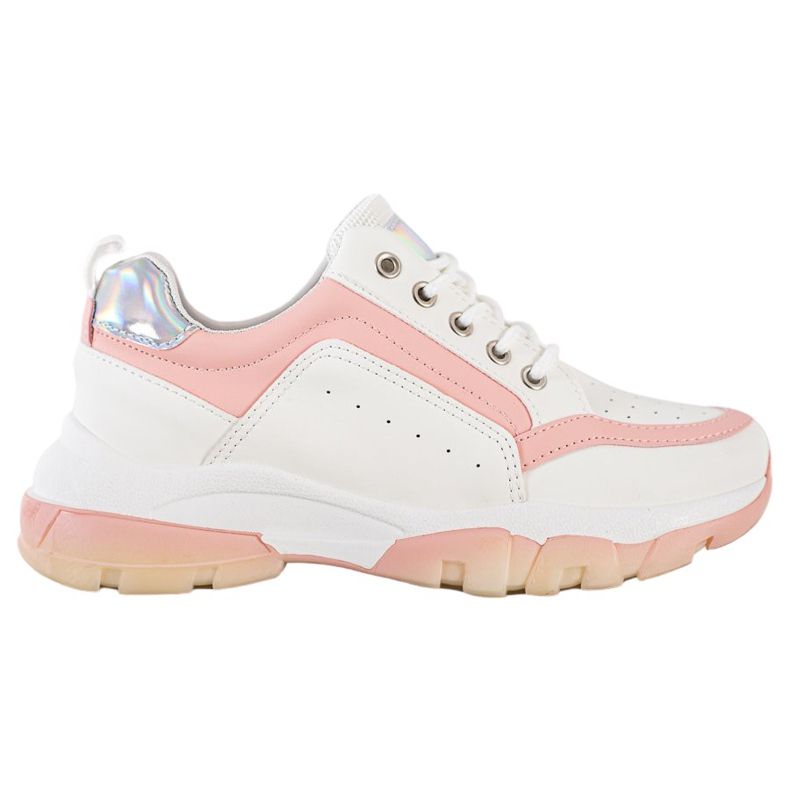 SHELOVET Eco Leather Sneakers vit rosa