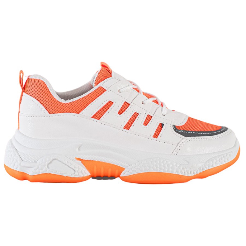 SHELOVET Bekväma sneakers med mesh vit orange