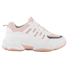 SHELOVET Bekväma sneakers med mesh vit rosa
