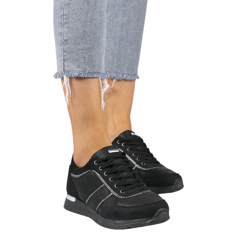 Svarta sportskor i eko-mocka 6162-Y