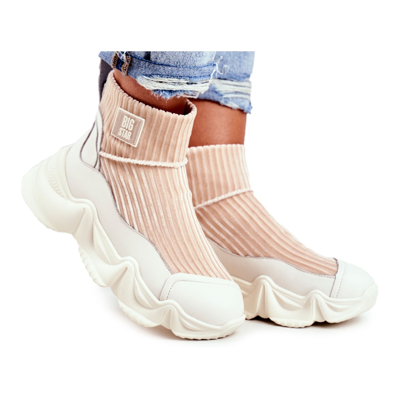 Kvinnors höga sportskor Big Star White GG274608 vit