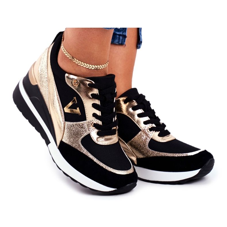 Vinceza Kvinnors sportskor Sneakers svart och guld 21-10574