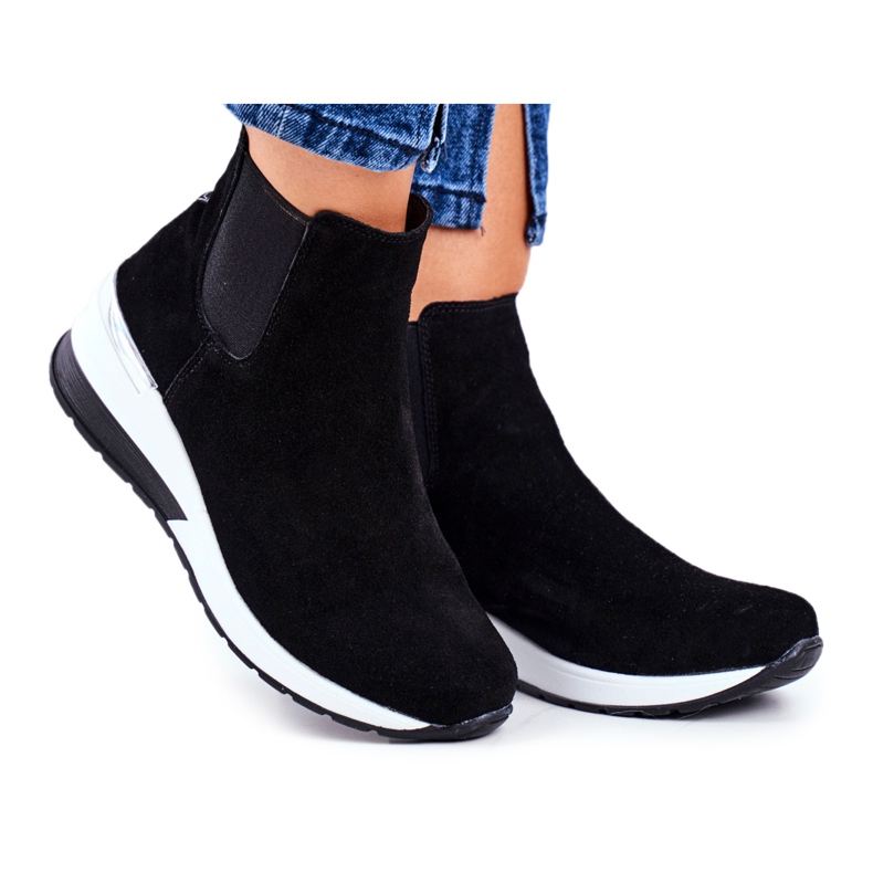 Vinceza Kvinnors sportskor Sneakers Svart läder 21-7781